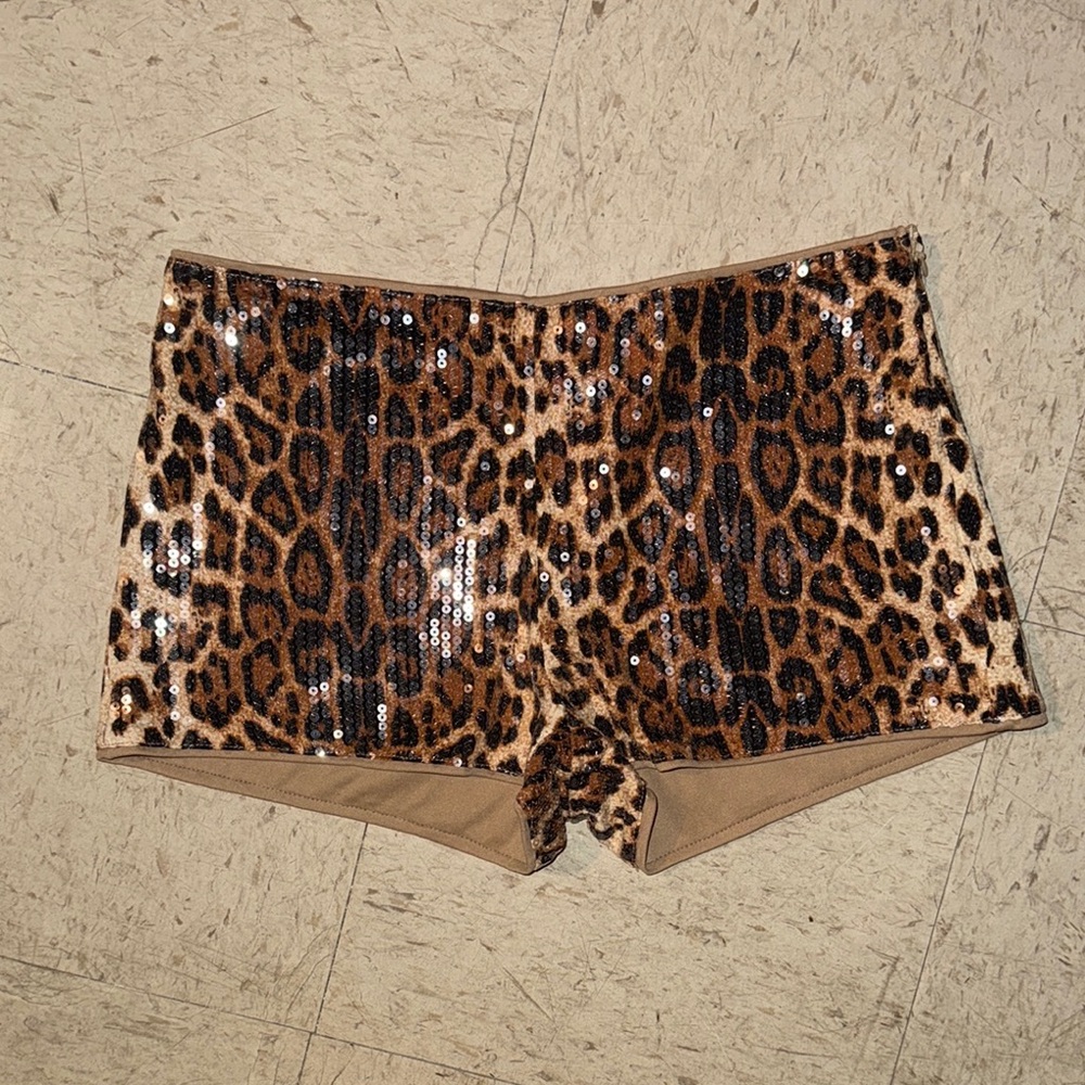 Leopard Print Sequin Shorts